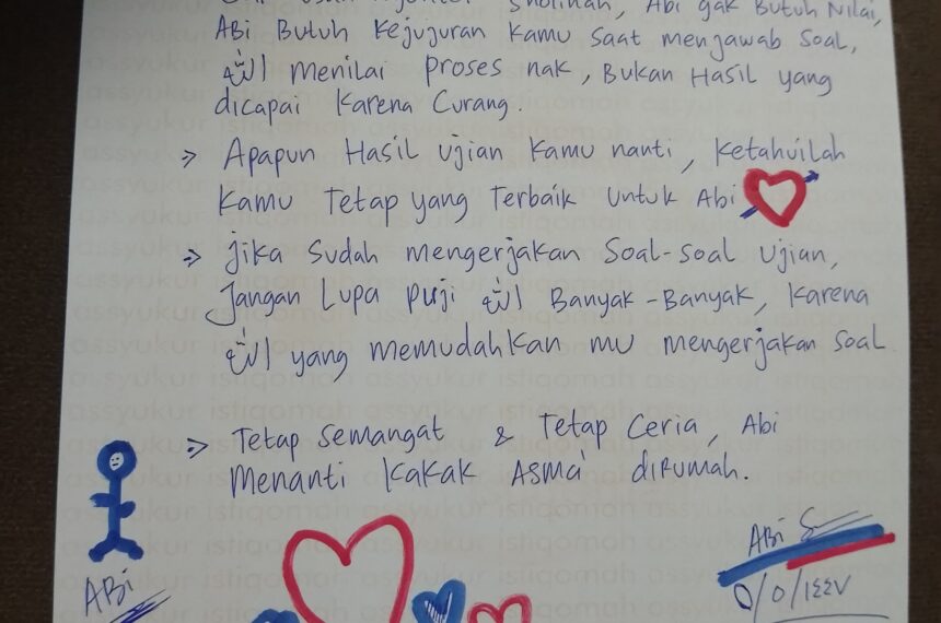 Surat Cinta Ayah untuk Anaknya yang akan mengikuti Ujian